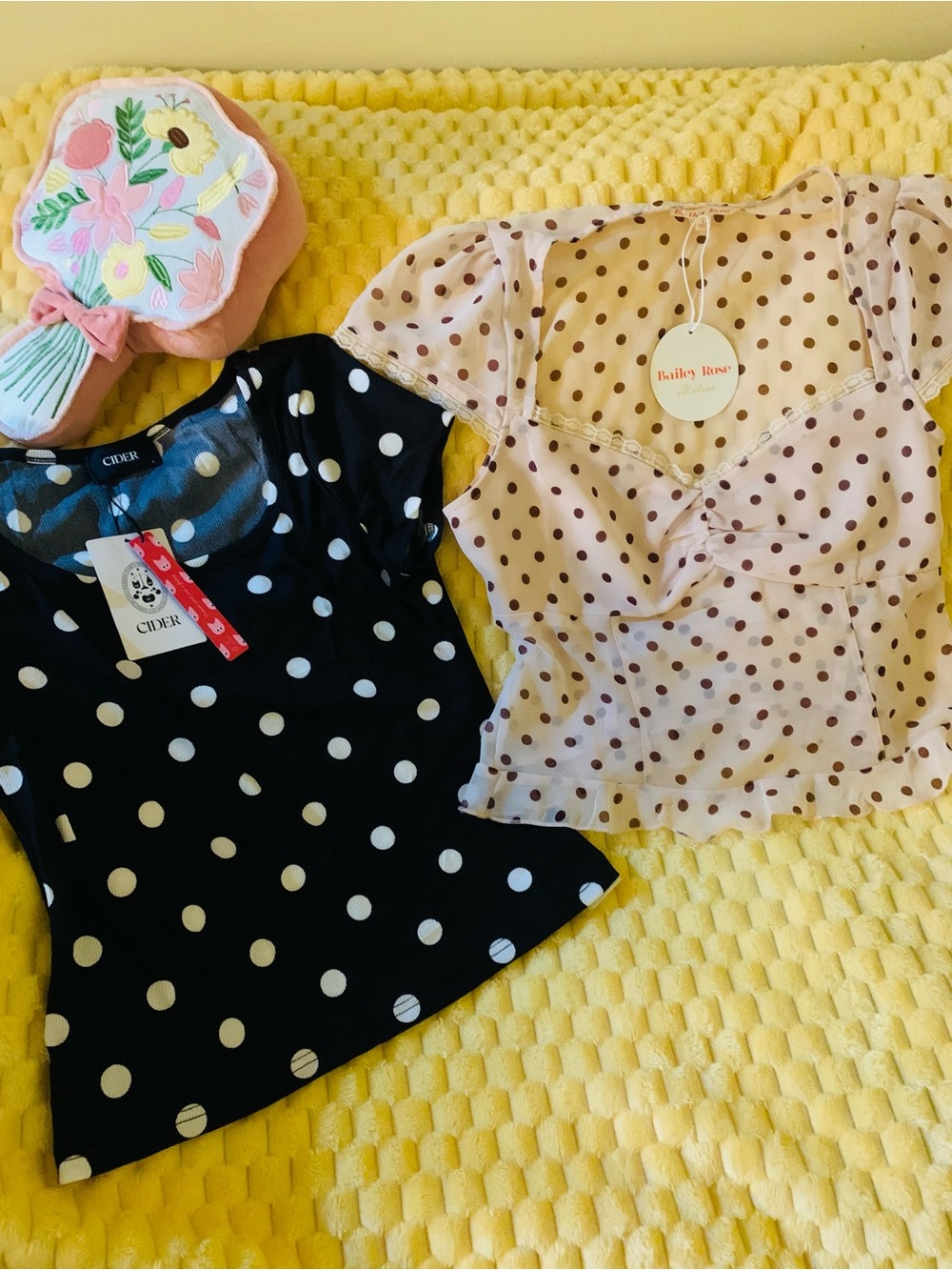 Cider & Bailey Rose Polka Dot Tops Bundle Set of 2 Women’s SZL Cottage-core Tops